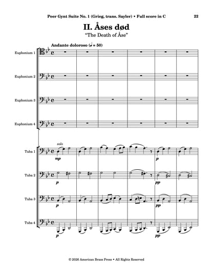 The first page of the second movement, titled "Åses død", or "The Death of Åse".