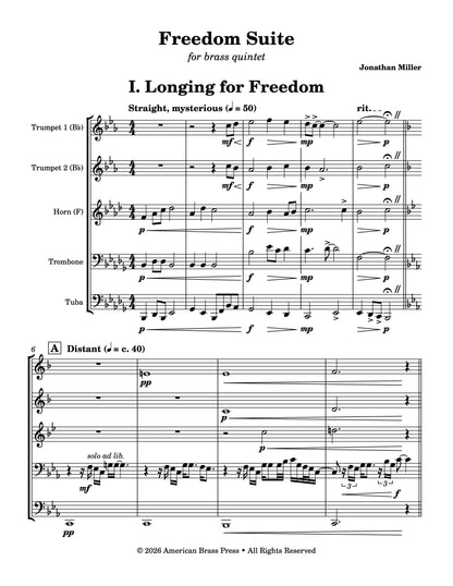 The first page of Jonathan Miller's "Freedom Suite," movement 1, which is called "Longing for Freedom."