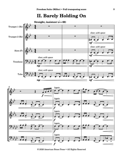 The first page of Jonathan Miller's "Freedom Suite," movement 2, which is called "Barely Holding On."