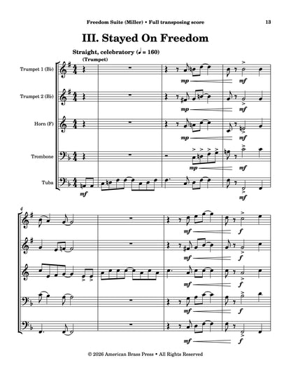 The first page of Jonathan Miller's "Freedom Suite," movement 3, which is called "Stayed On Freedom."